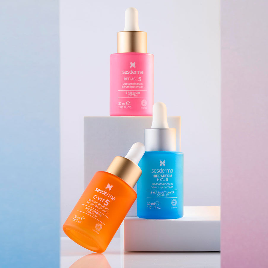 Imagen producto tres serums: Hidraderm hyal 5, cvit-5 y retiage 5